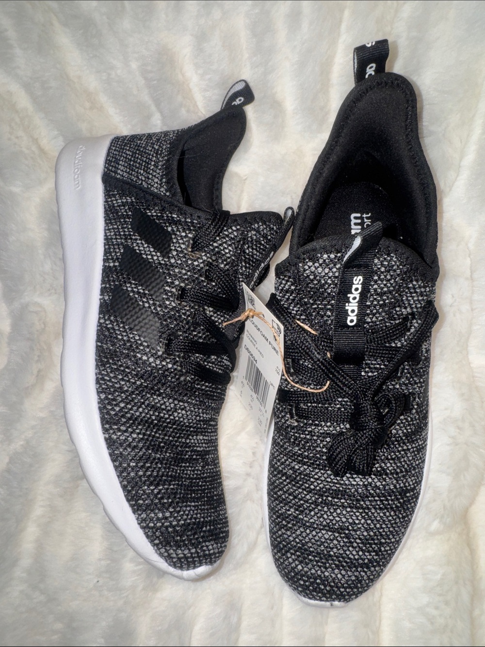 ADIDAS CLOUDFOAM PURE Black & White slip on sneaker - Picture 8 of 8